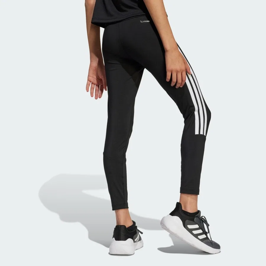 Леггинсы спортивные с 3 полосками adidas Performance Train Essentials 3-Stripes Leggings Kids, Черно-белый — фото 2