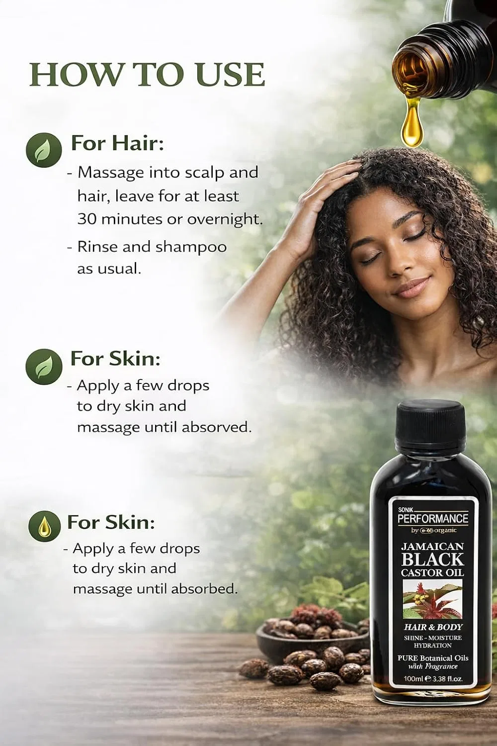 Масло для волос и тела Black Castor Oil, Sonik Performance, 125 мл — фото 4