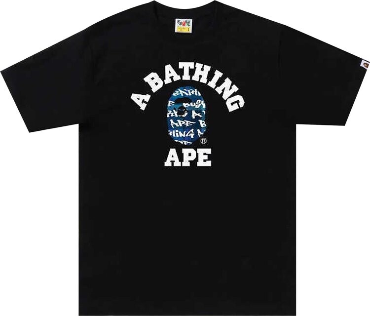 

Футболка BAPE Graffiti Check College Tee 'Black/Blue', черный