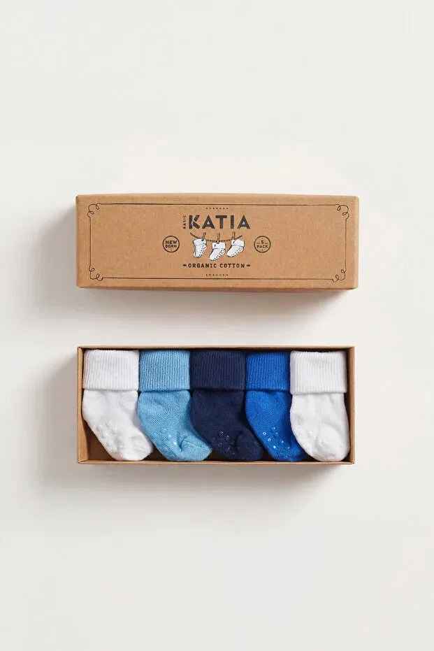 Детские носки хлопковые 5 шт Katia&Bony, White/Blue