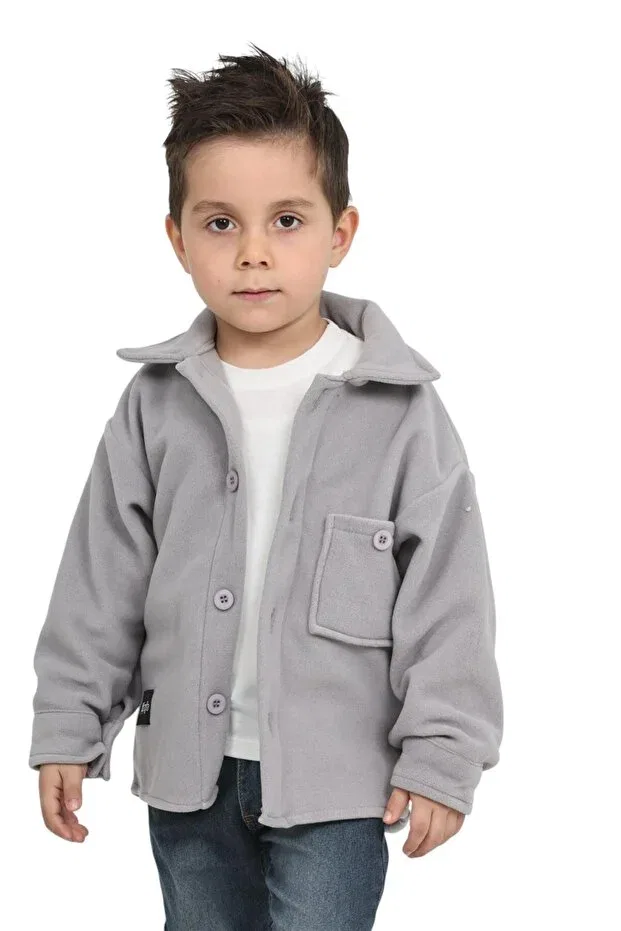 Детская фланелевая рубашка с принтом Erdem Kids, Light Gray — фото 3