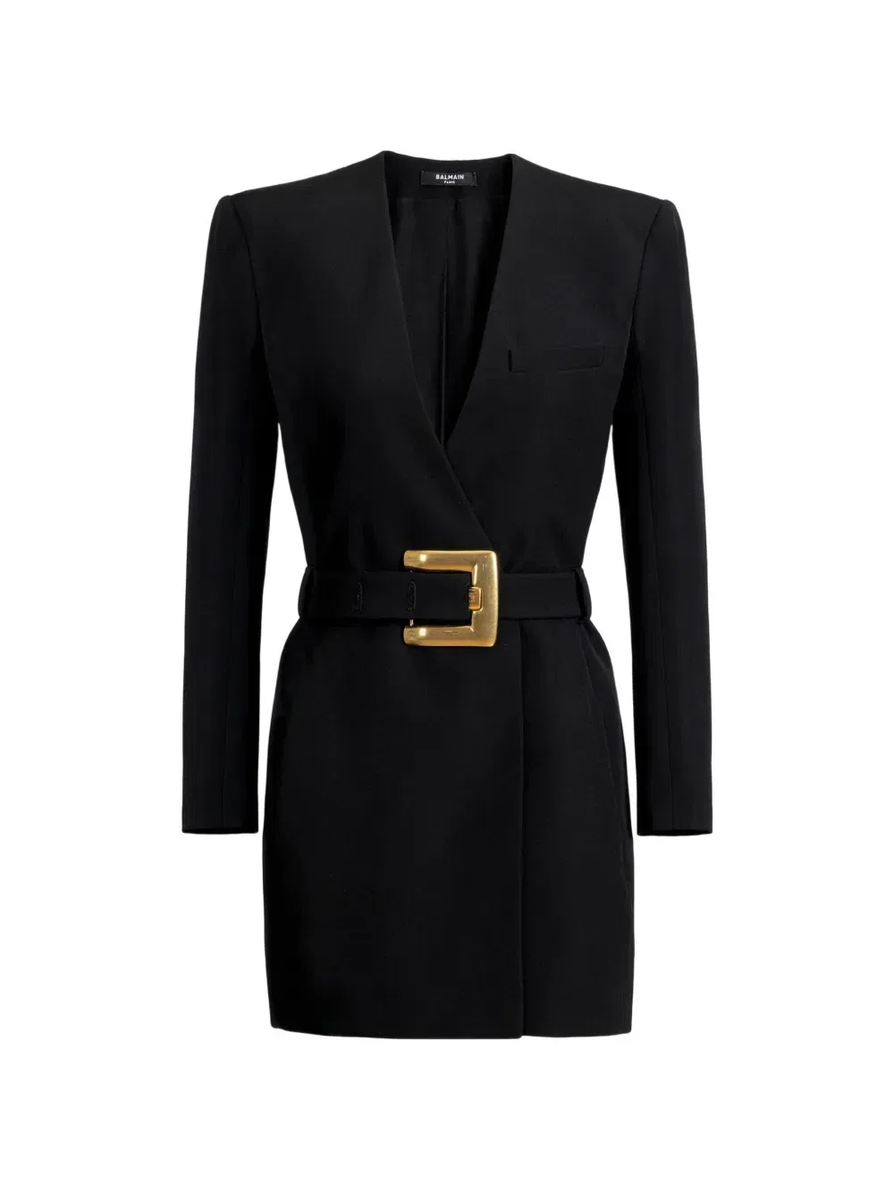 Коркое платье с поясом Balmain, черный