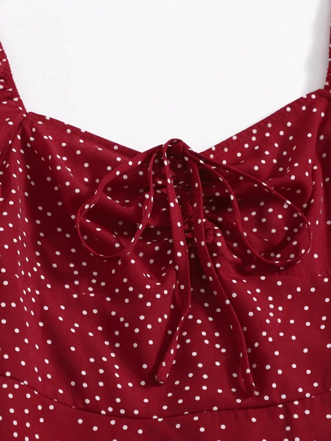 Женское повседневное платье A-силуэта с воланами Polka Dot, Burgundy — фото 4