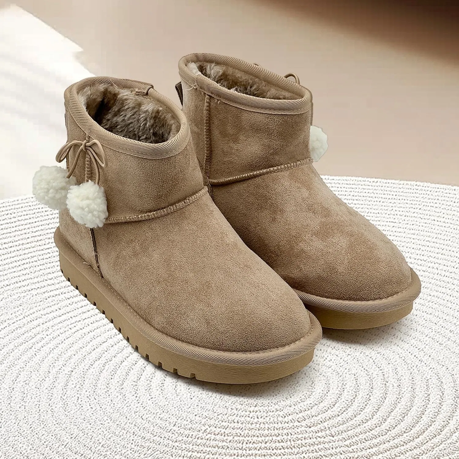 Детские зимние сапоги для девочек и мальчиков с мехом, модель nzzoo, Light Brown — фото 3