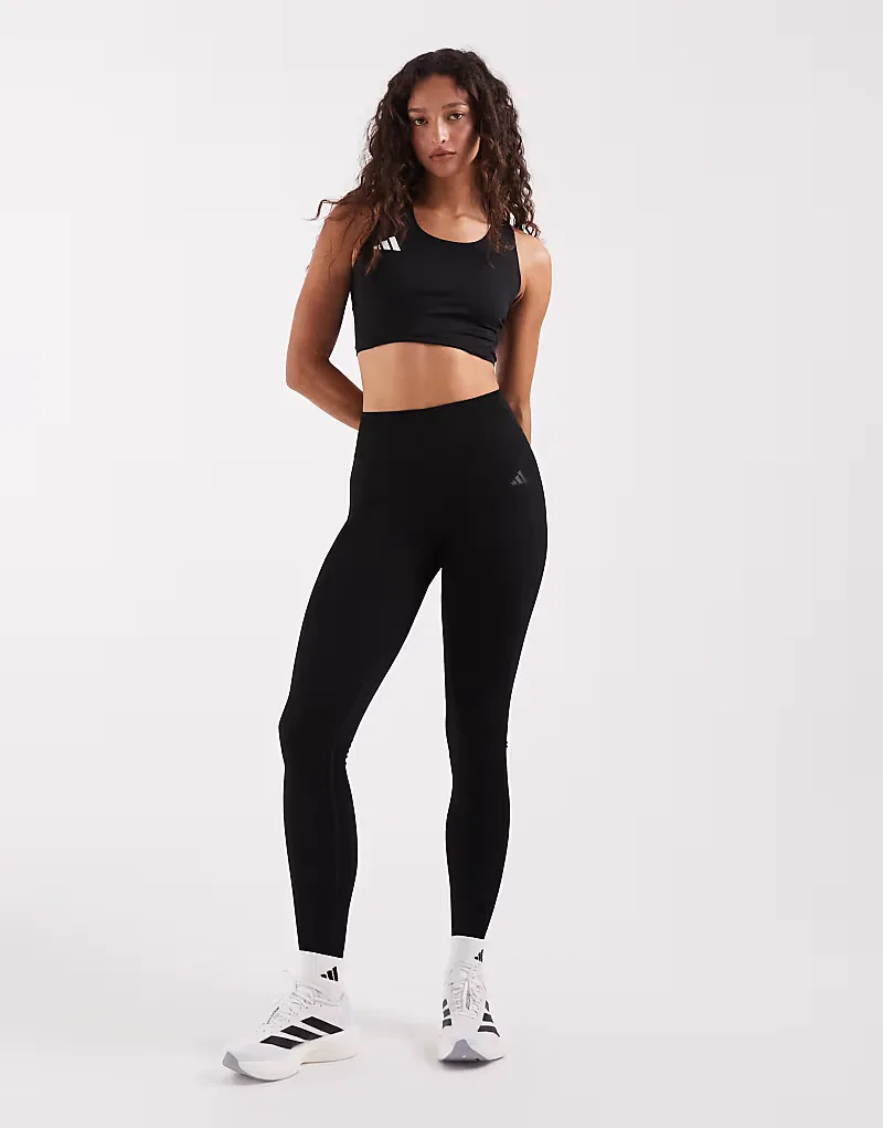 Леггинсы Adidas Performance Workout Essentials из трикотажа с эффектом сборки, длина 7/8, черный