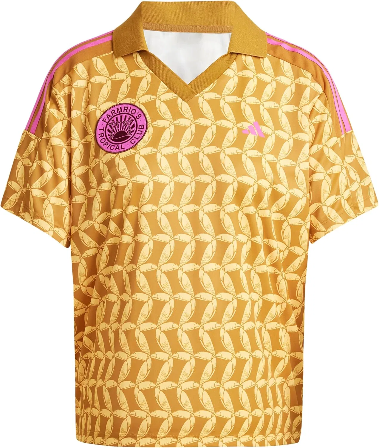 Женская свободная футболка с принтом FARM Rio adidas, Gold Ochre/Semi Spark — фото 2