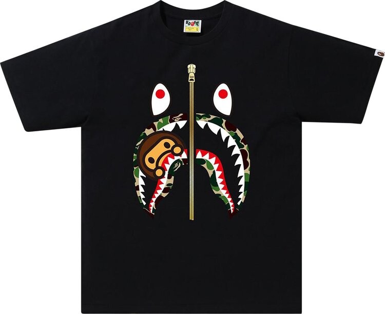 

Футболка BAPE ABC Camo Milo Shark Tee 'Black/Green', черный