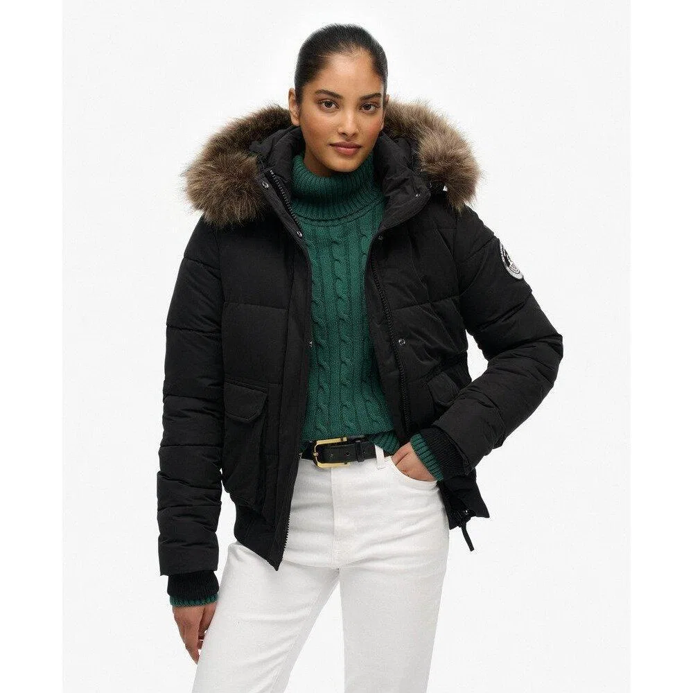 Женская хлопковая куртка-бомбер Superdry Everest Ella, Черный — фото 2