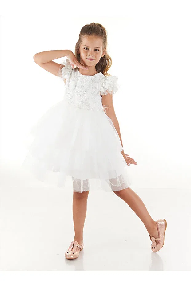 Детское платье для девочек с коротким рукавом Design Daisy, White