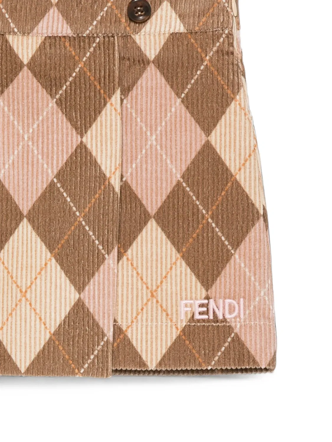 Вельветовая юбка с узором аргайл Fendi Kids, коричневый — фото 3