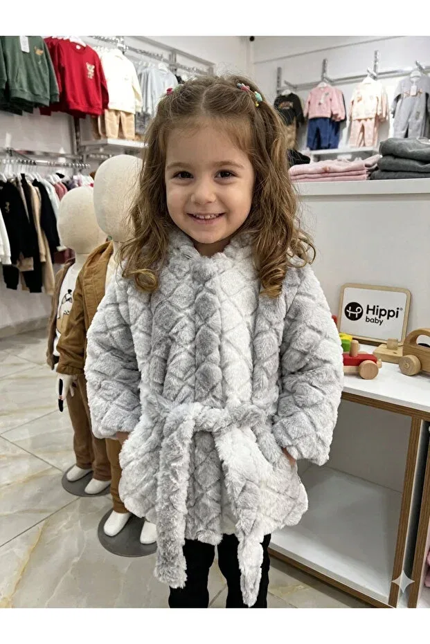 Детское пальто для девочек с капюшоном Hippıl Baby, Gray
