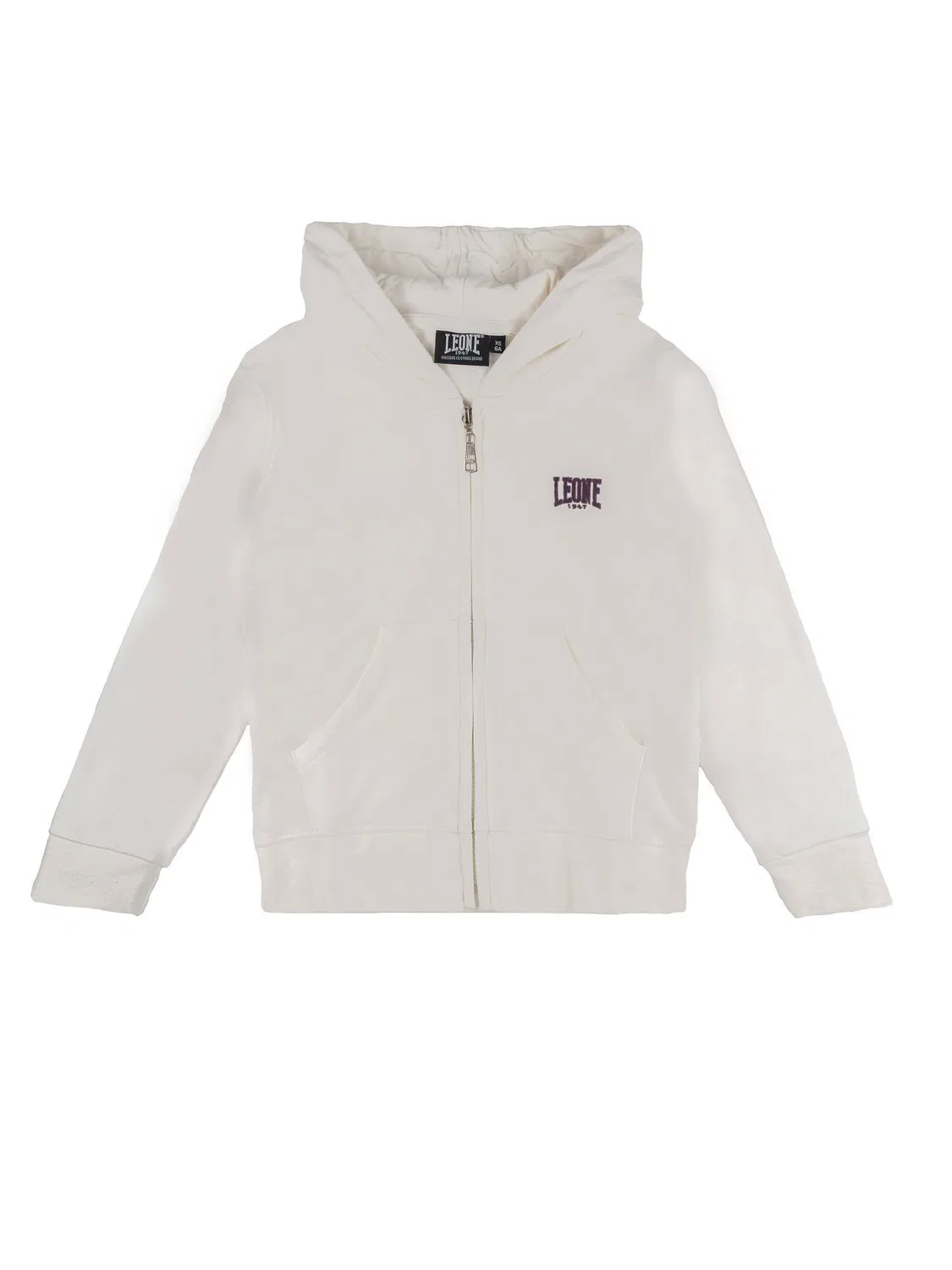 Детское худи для девочек с капюшоном и молнией, модель Leone 1947 Apparel, цвет Weiss/Naturweiss