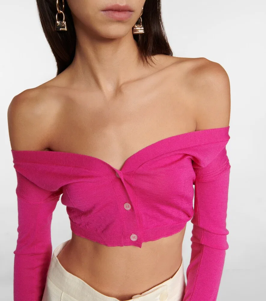Кардиган Le Cardigan Alzou из шерстяной смеси Jacquemus, розовый — фото 4