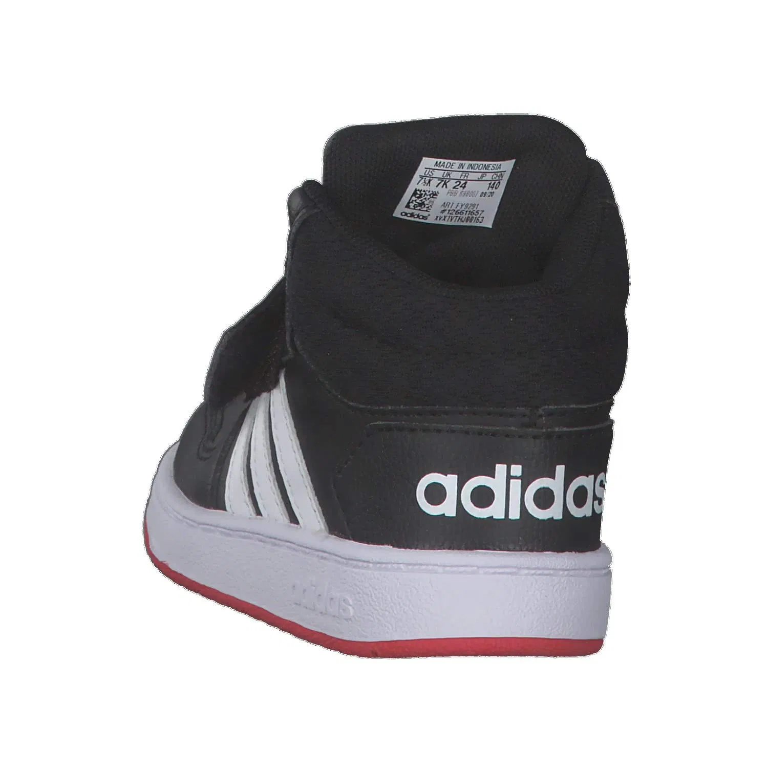 Детские кроссовки для мальчиков с закрытой липучкой Hoops Mid 2.0 Adidas, Core Black Ftwr White Vivid Red — фото 4