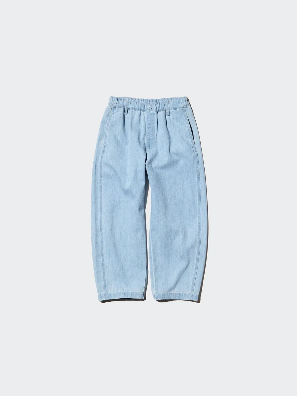 Джинсы детские оверсайз Uniqlo, белый — фото 4