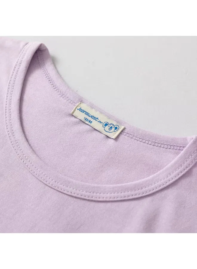 Футболка с принтом медвежонка и буквами, хлопковая, Jeanswest, фиолетовый — фото 4