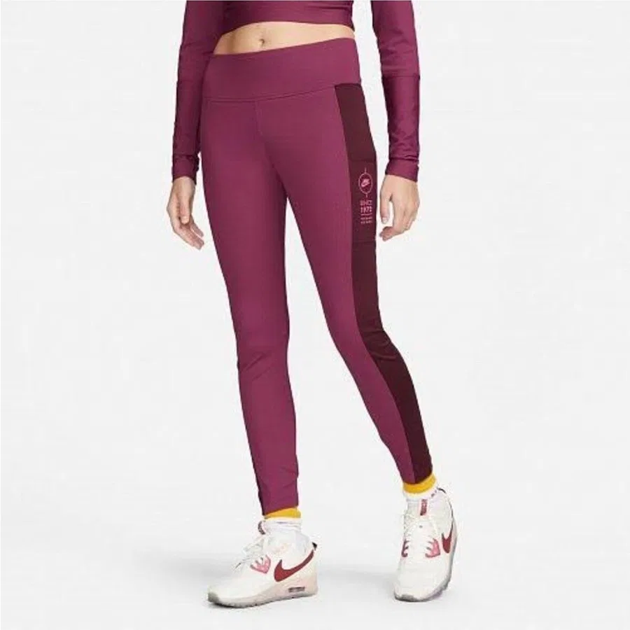Спортивные леггинсы с водоотталкивающей пропиткой Nike W Nsw Tight Rib Su FD4237-653, Бордовый — фото 2