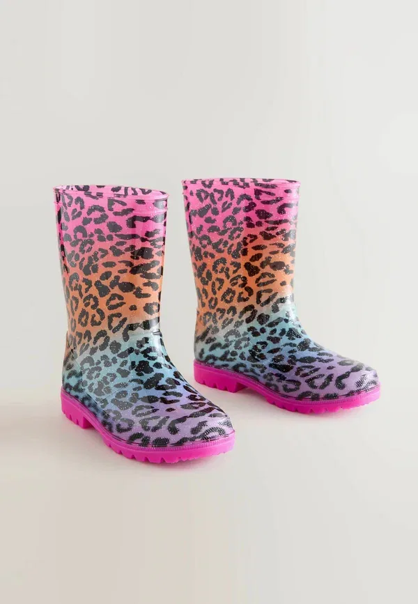 Резиновые сапоги Rain Wellies Next, Rainbow Leopard Print — фото 2