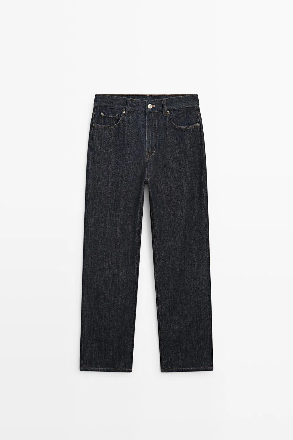 Джинсы Massimo Dutti High-Waist Straight-Leg, темно-синий — фото 2