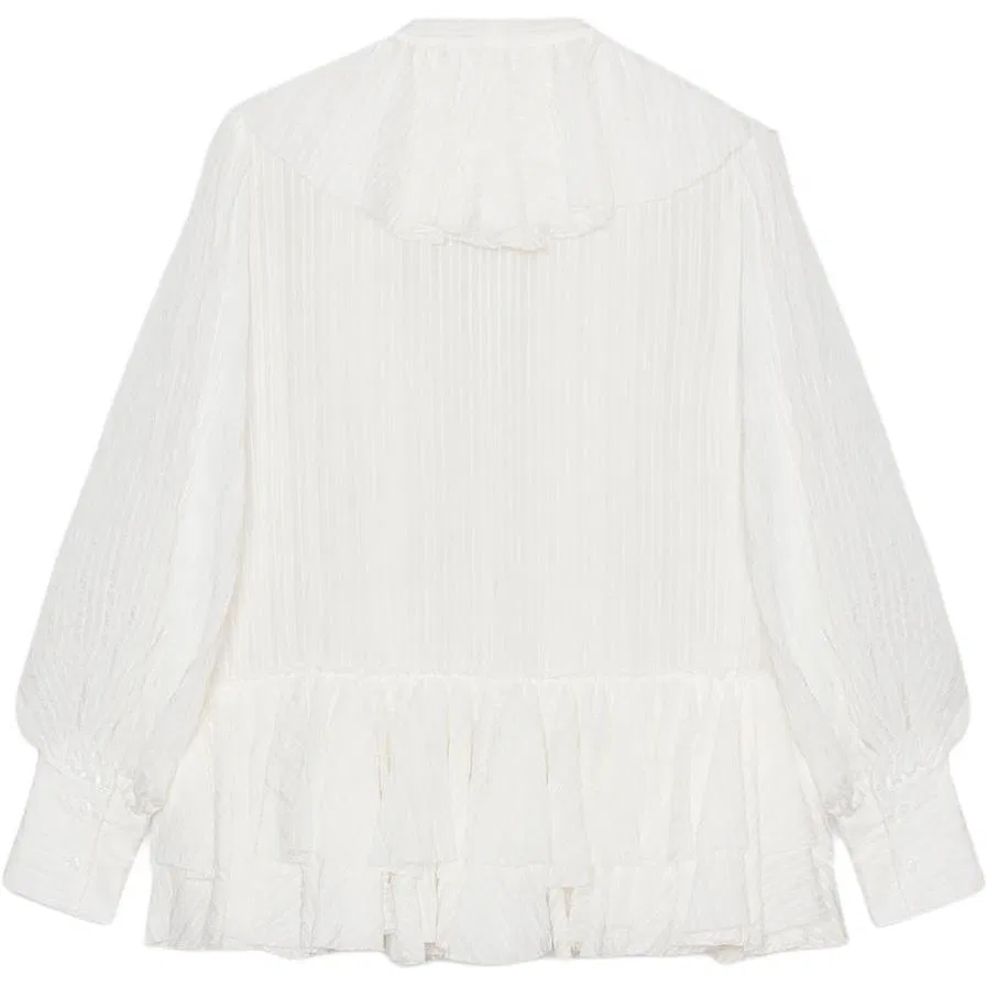 Женская шифоновая рубашка с V-образным вырезом White ZARA — фото 3