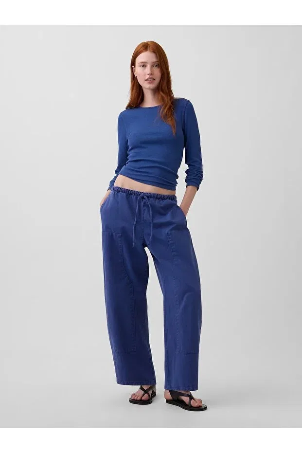 Женские брюки широкие с принтом Gap, Cobalt Mavisi-004