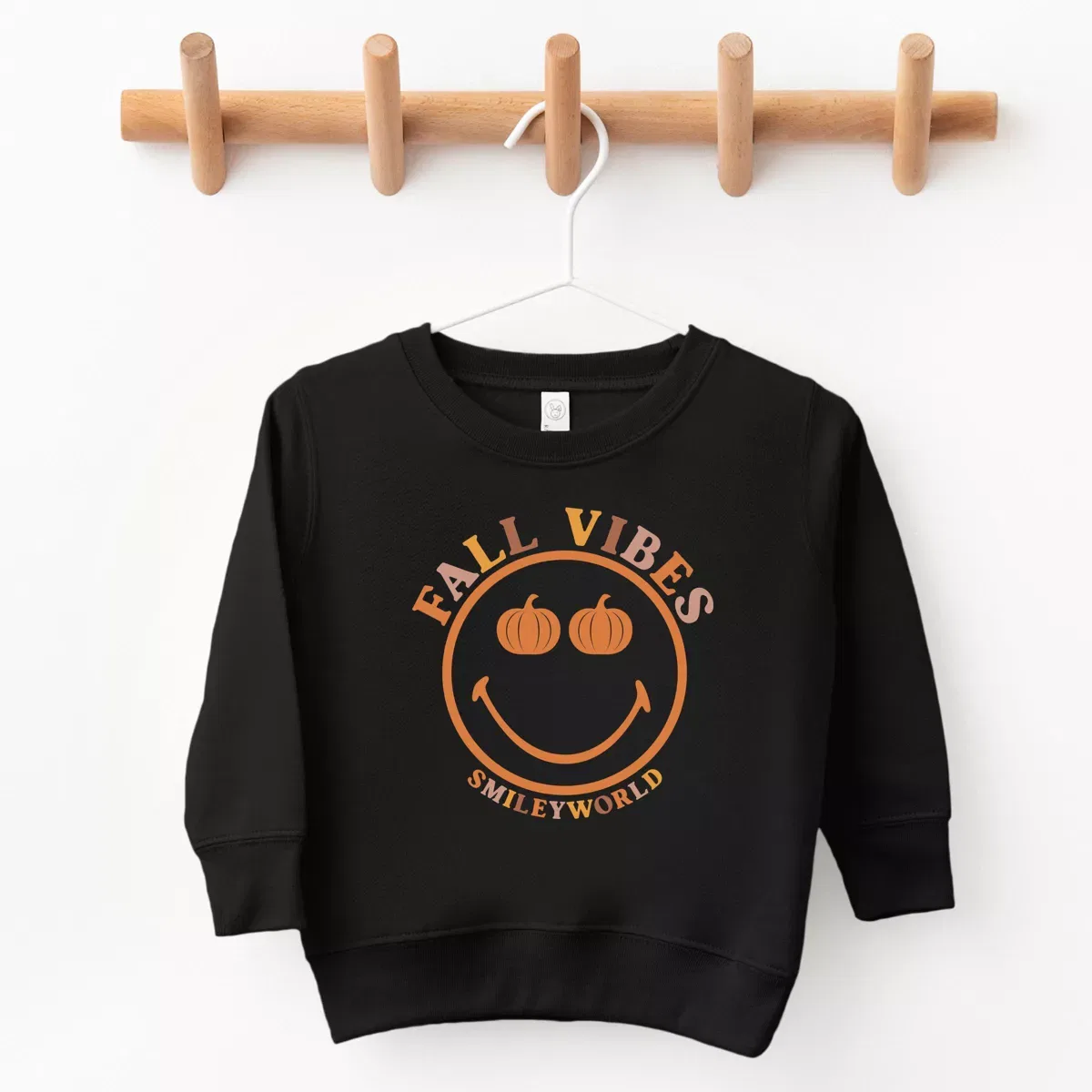 Детский свитшот с принтом SmileyWorld Fall Vibes The Juniper Shop, Black — фото 2