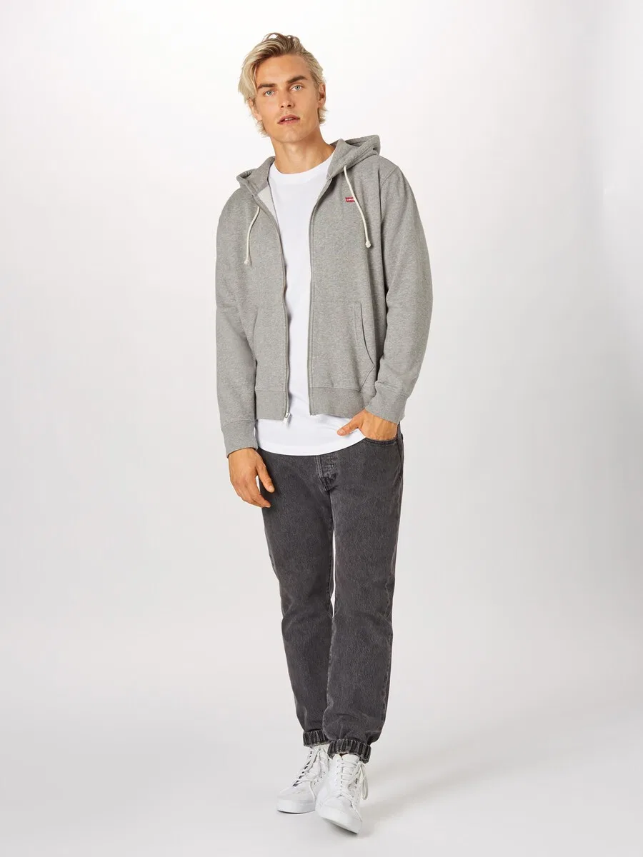Худи на молнии LEVI'S 'Zip Up Hoodie' серого цвета — фото 4