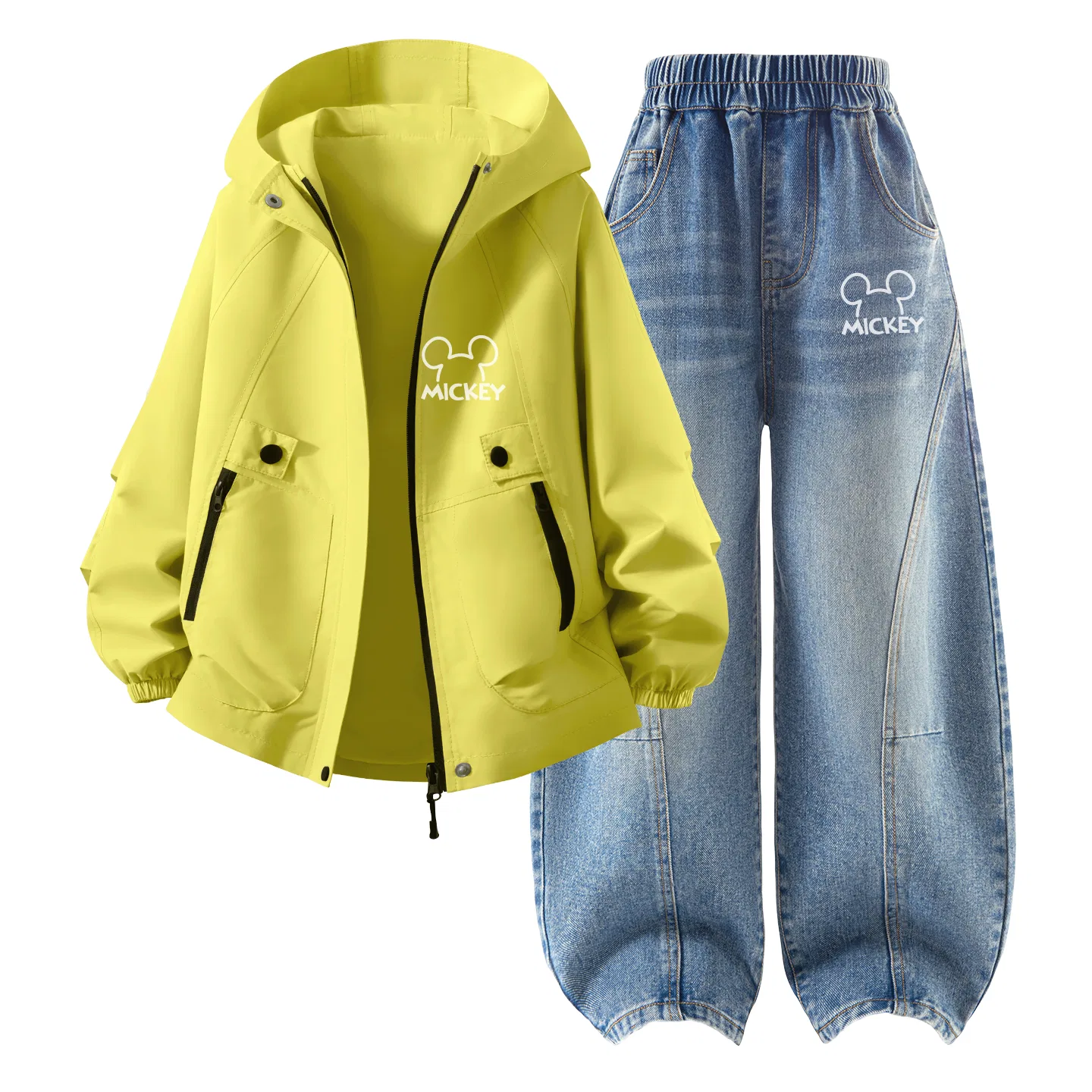 Детский комплект спортивной одежды с капюшоном Thick Board Di Line K Green+Di Line K Denim Light Blue Disney
