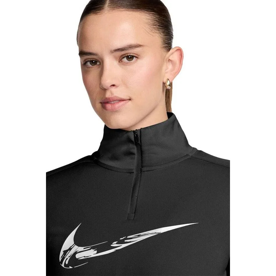 Свитшот женский с четвертью молнией Big Swoosh Nike, Черный — фото 3