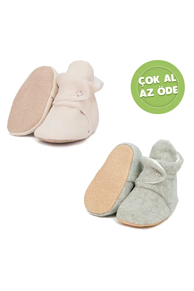 Детские тапочки для малышей органические Ella Bonna, Gray-Beige