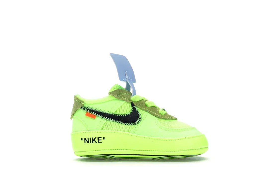 Детские кроссовки с ярким цветом Nike Air Force 1 Low Off-White Volt Nike, Volt/Hyper Jade-Cone-Black