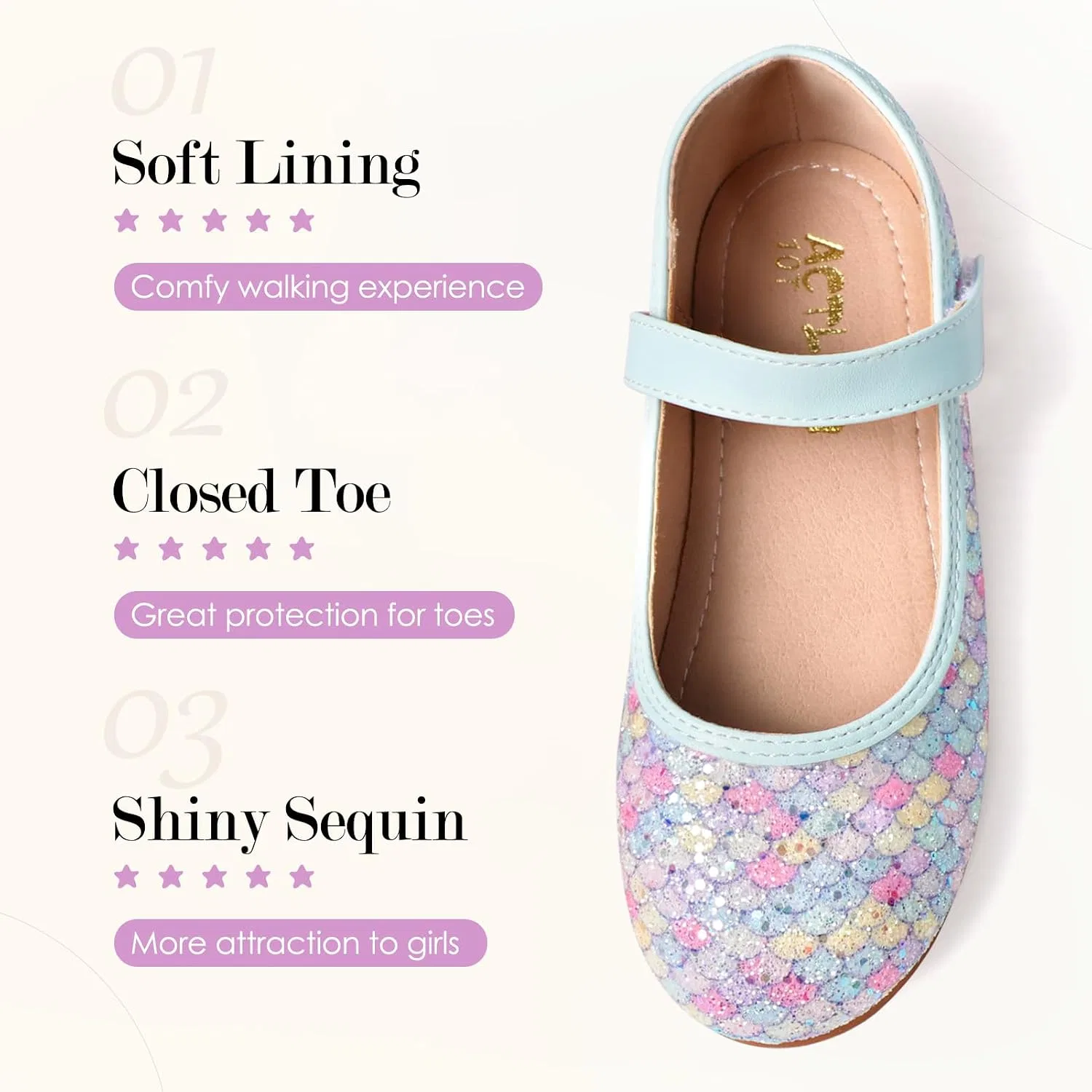 Детские балетки для девочек с принтом Mermaid Glitter Princess Secret Slippers, Mermaid Scales Multicolor — фото 3