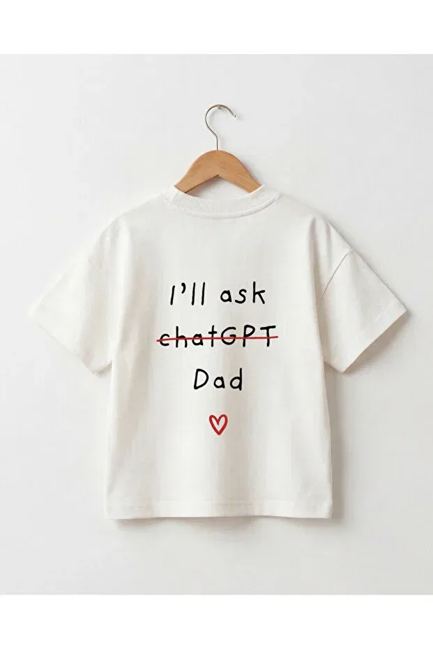 Детская футболка оверсайз с принтом I'll Ask Dad Babytex, Ecru — фото 2