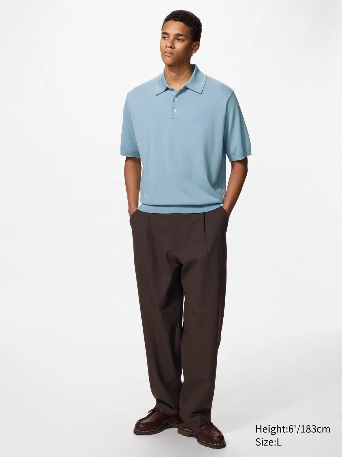 Брюки Uniqlo, широкие, со складками, темно-коричневые