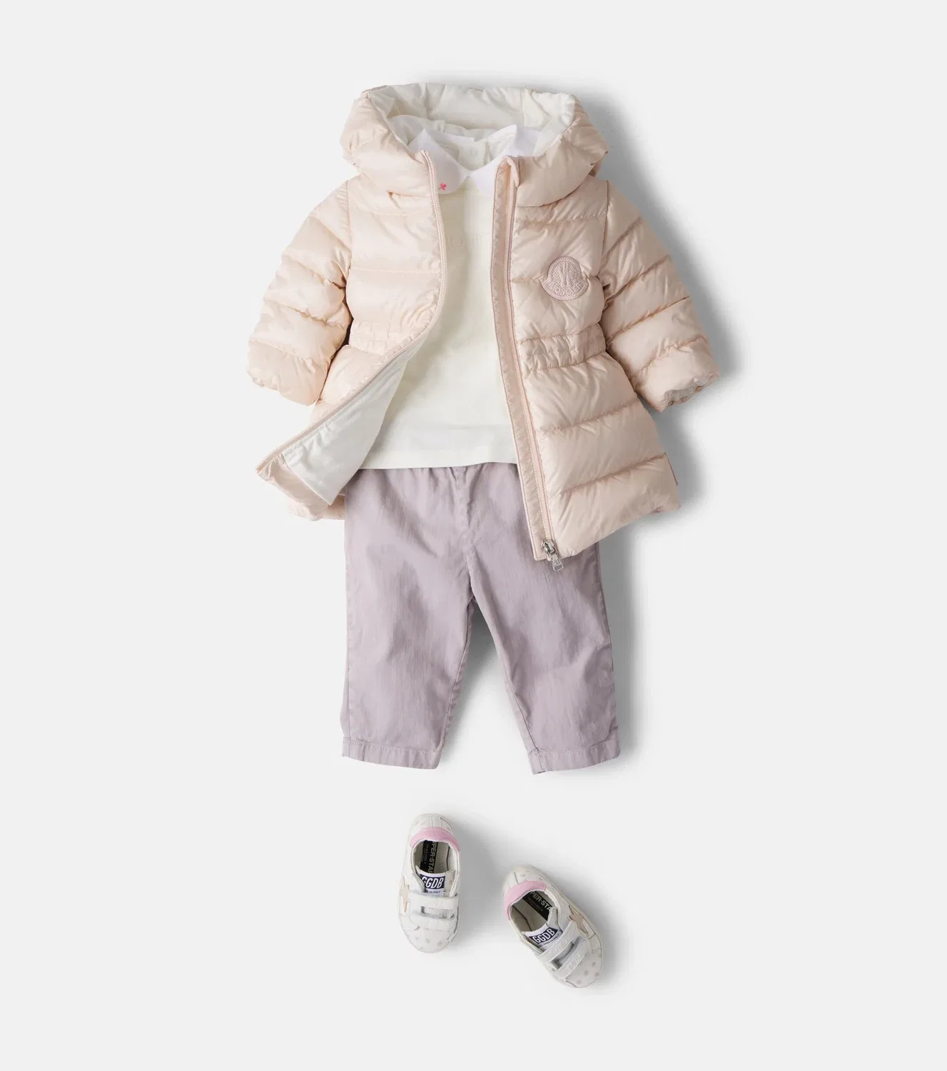 Утепленный пуховик для малышей Ylenia Moncler Enfant, розовый — фото 2