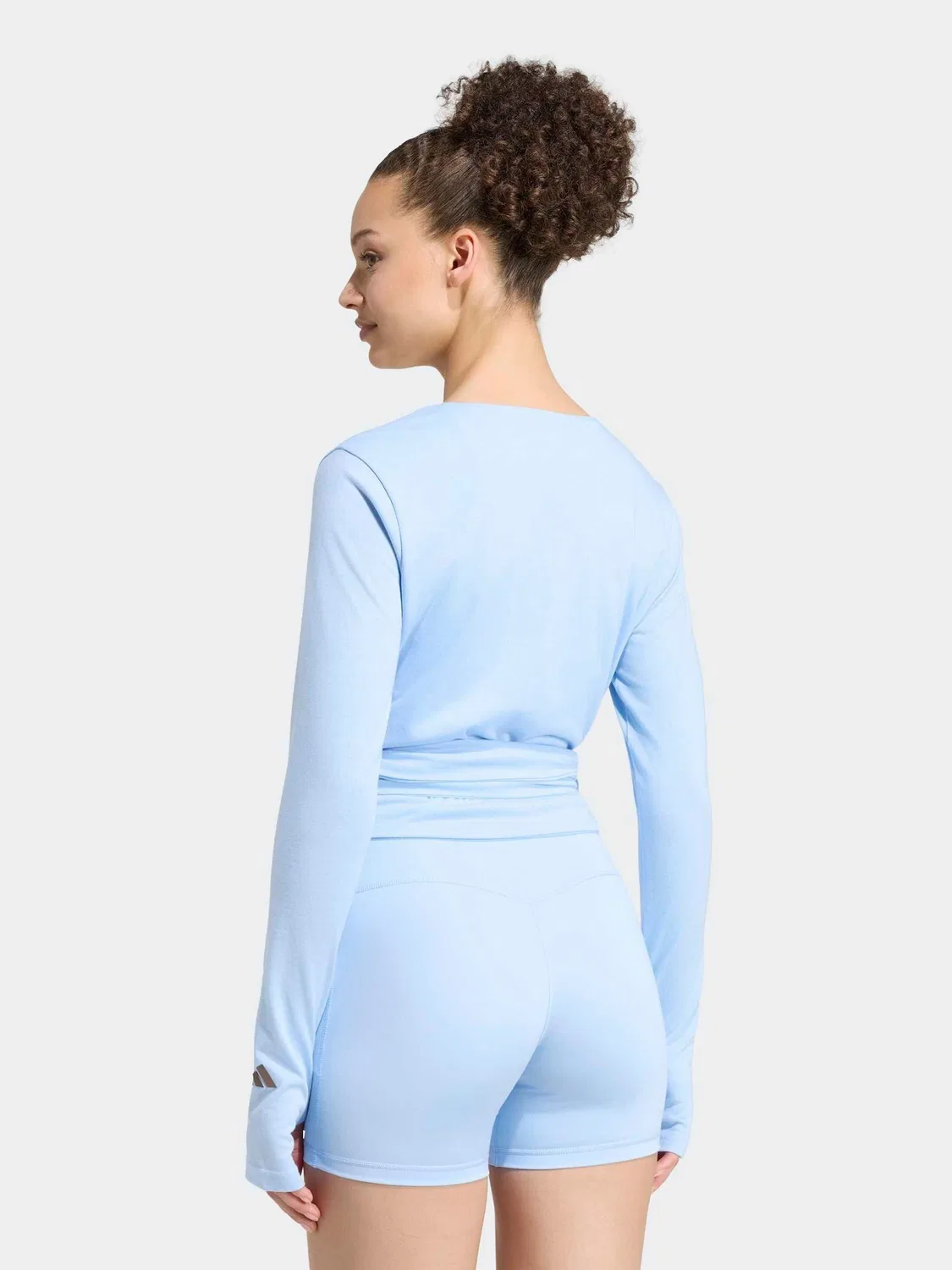 Топ-обертка с 3 полосками Studio Ballet Wrap adidas, светло-голубой — фото 2
