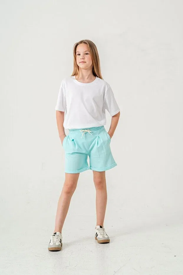 Детские шорты для девочек с широкой штаниной Mışıl Kids, Water Green