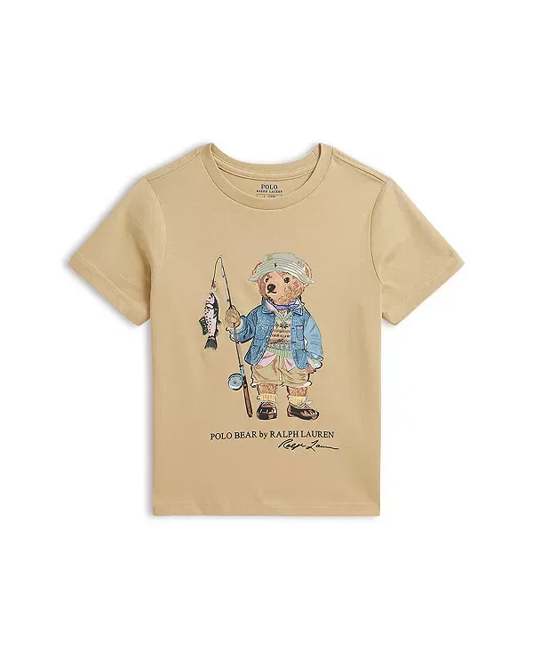 Детская футболка для мальчиков с принтом Polo Bear Ralph Lauren, кремовый