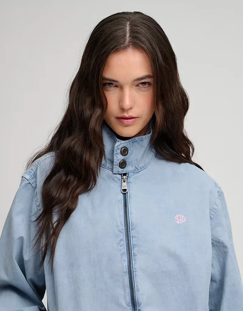 Куртка-харрингтон Superdry Cotton в выстиранном джинсовом синем цвете — фото 3