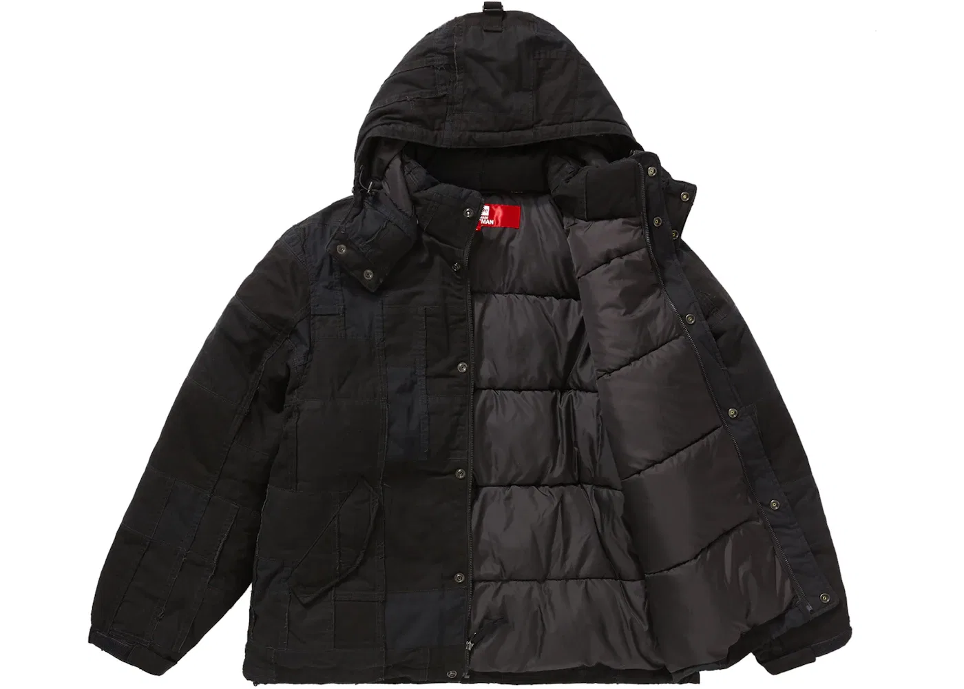 Мужская куртка-пуховик с пэчворком Supreme Junya Watanabe CdG Man, Black — фото 2