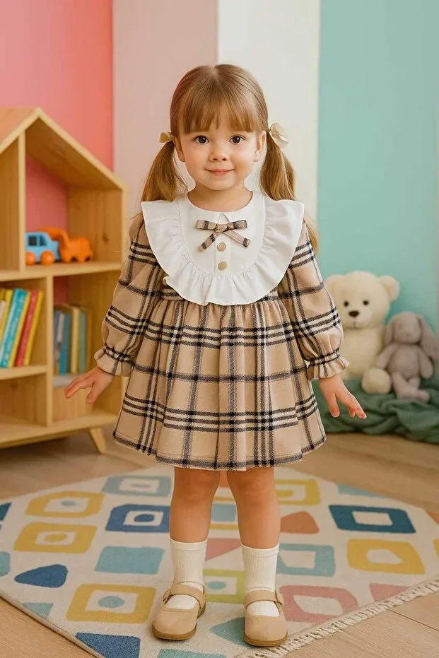 Детское платье для девочек с длинным рукавом Puremini, Beige