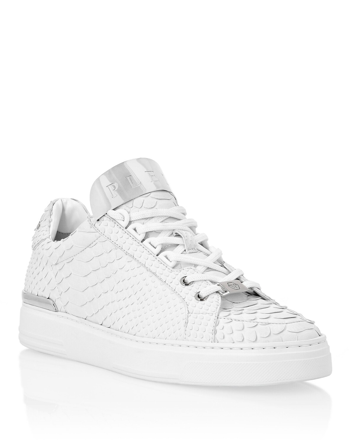 

КРОССОВКИ LO-TOP СЕРЕБРЯНЫЕ $URFER PYTHON Philipp Plein, белый