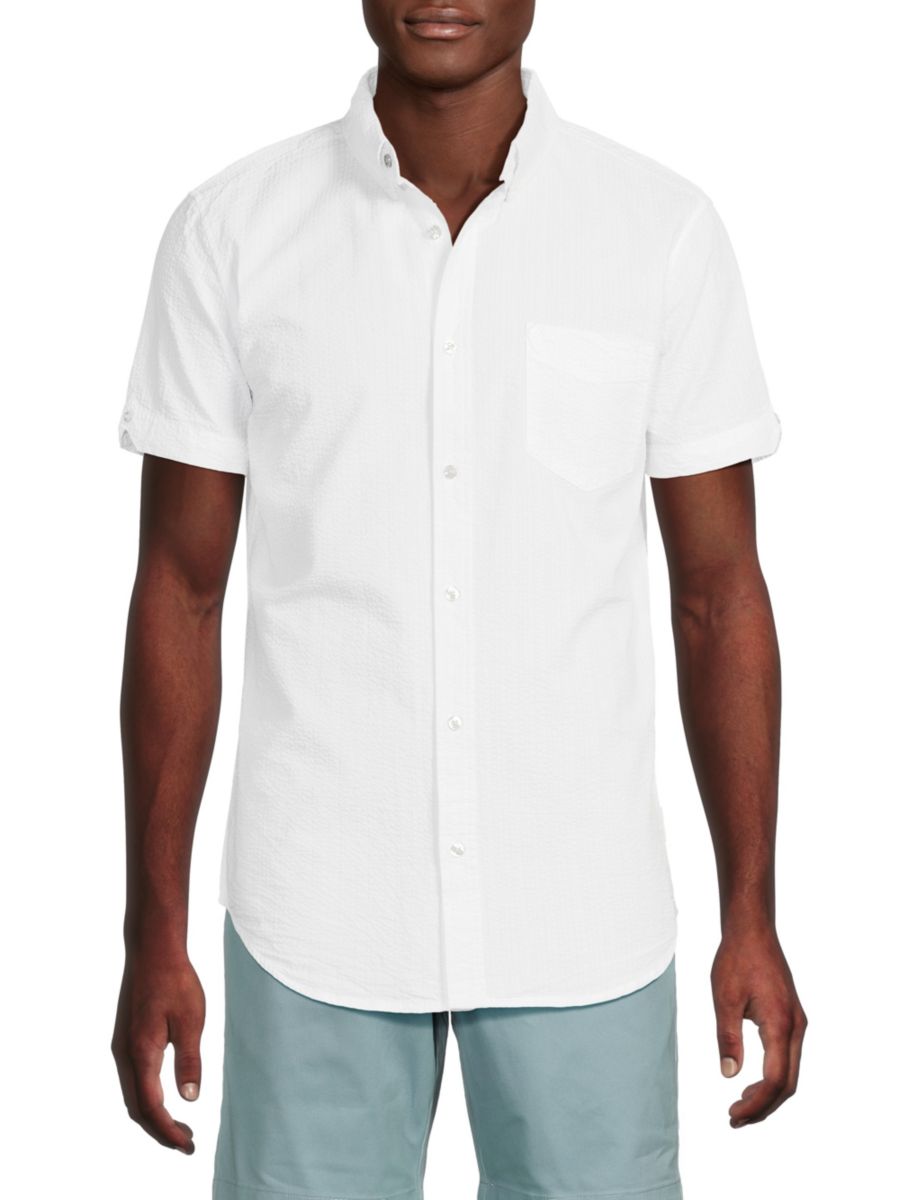 

Рубашка из хлопка сирсакер с короткими рукавами Ben Sherman, белый
