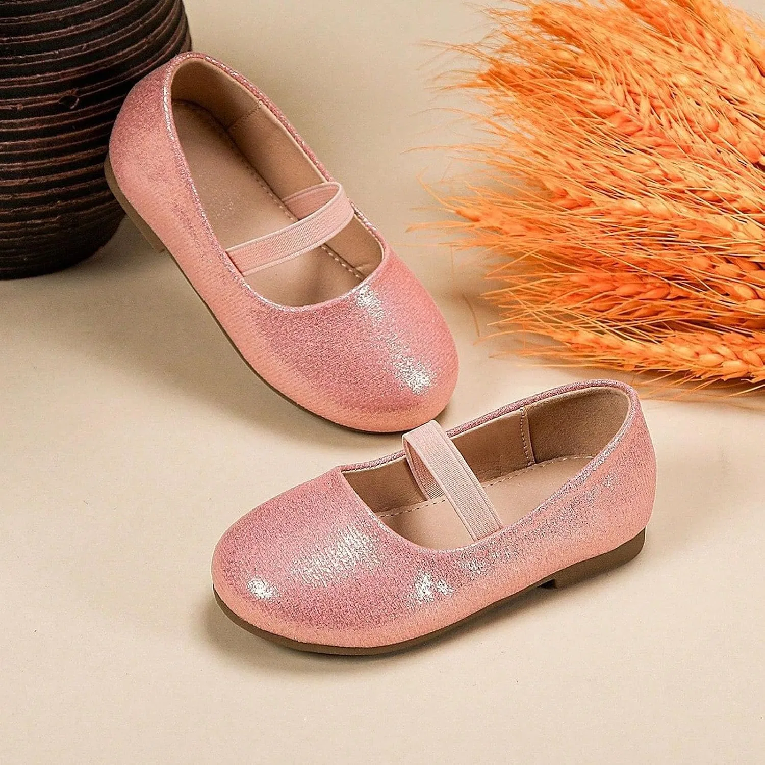 Детские туфли-балетки для девочек с цветочным принтом, модель Flower Leather Dress Shoes, бренд, Pink — фото 4