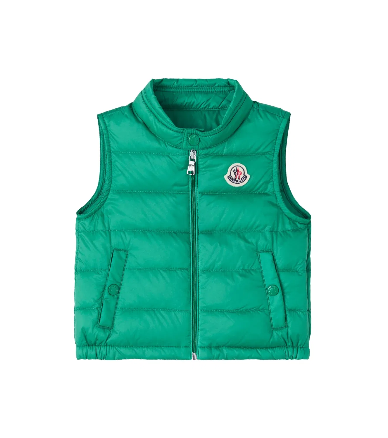 Пуховой жилет с наполнителем из пуха и пера Moncler Enfant, зеленый