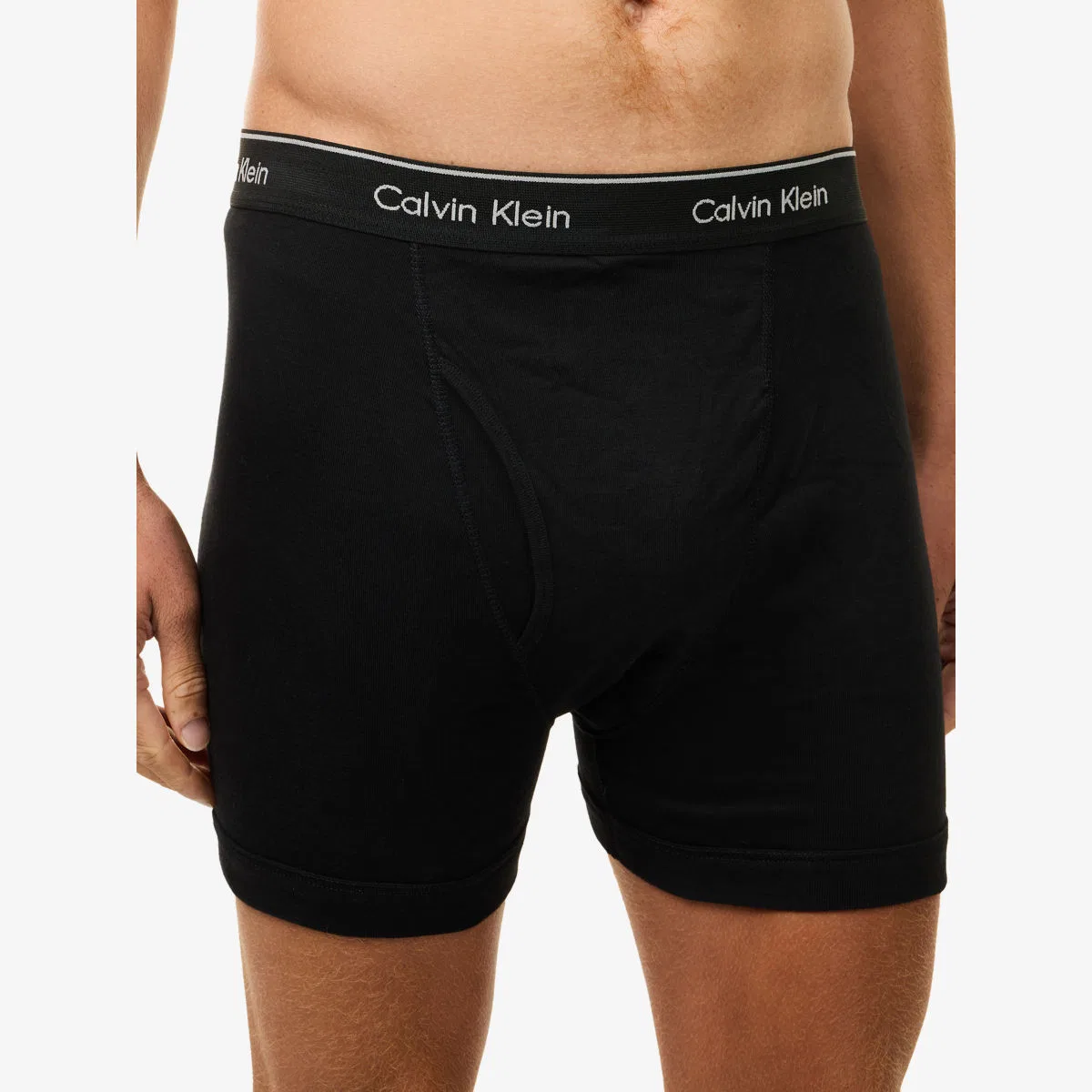 Комплект из трех хлопковых боксеров с логотипом на поясе Calvin Klein, черный — фото 3