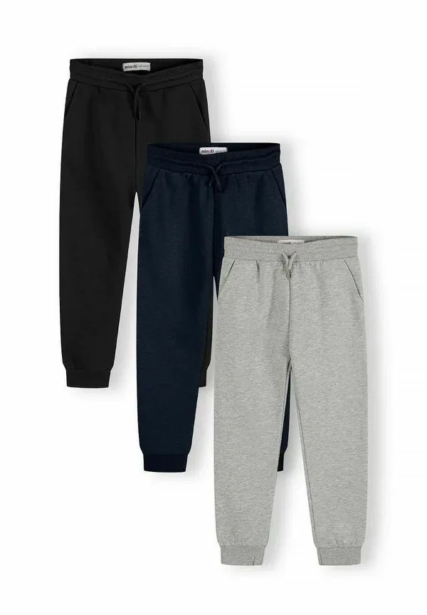Брюки из футера 3 pack jog Minoti navy, grey, черный/темно-синий/серый