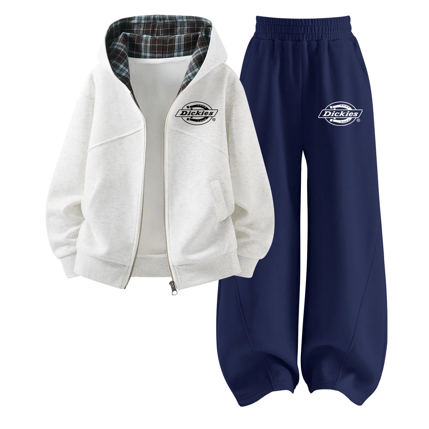 Детский комплект из худи и брюк с логотипом Dickies, Heather Gray/Navy Blue
