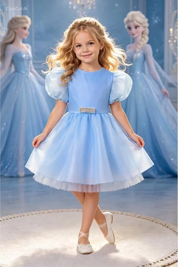 Детское платье для девочек с коротким рукавом Cocktail Lunas Tekstil, Blue