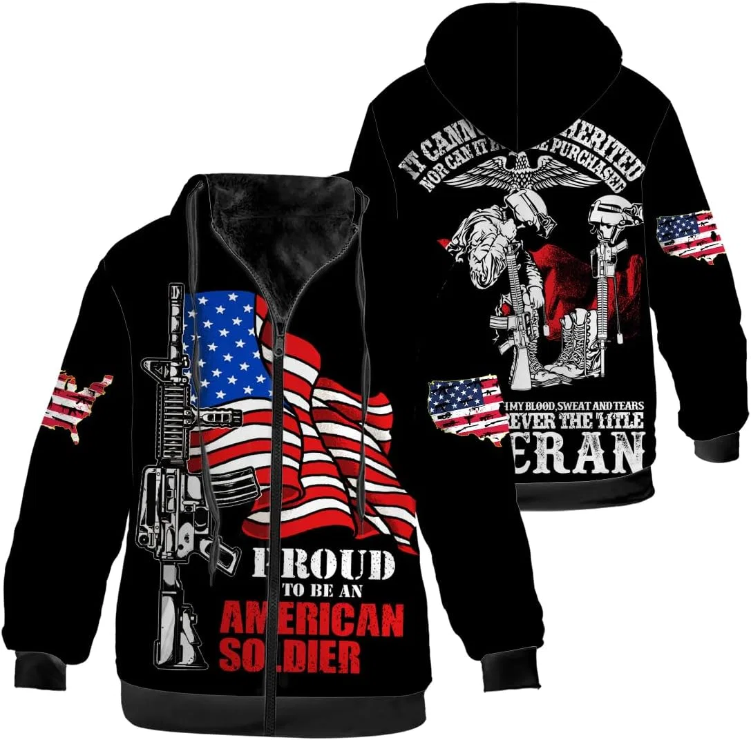 Мужская зимняя куртка с принтом, Zip-up Hoodie Warm Sweatshirt Coat, красный/синий/чёрный — фото 3